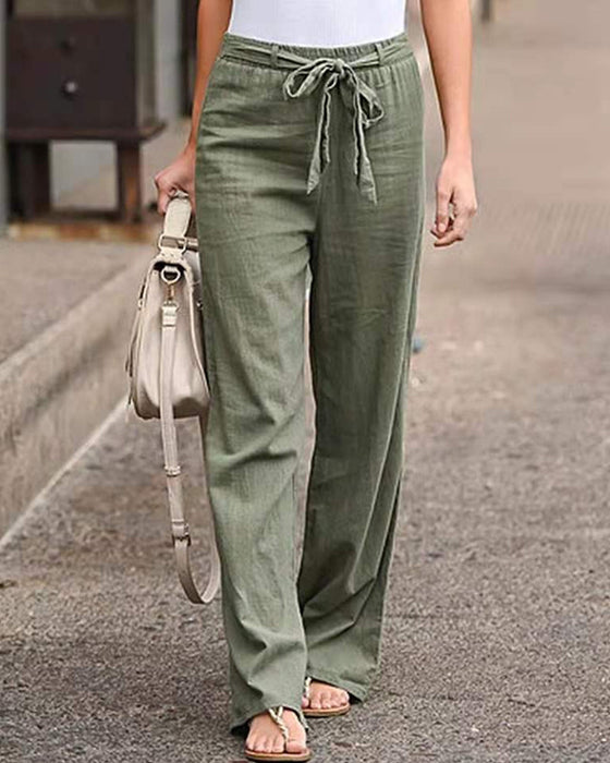 Elasticated waist straight-leg pants