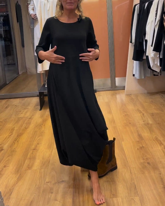 Long-sleeved crew neck dress