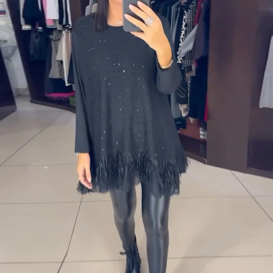 Fashionable Rhinestone Hem Blouses