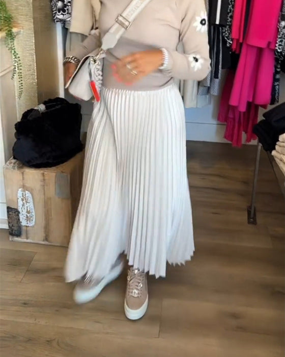 Pleated solid color dress