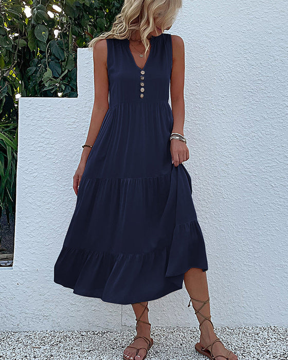 Solid color sleeveless casual dress