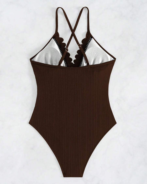 One-Piece Solid Color Sexy Hollow Swimsuit