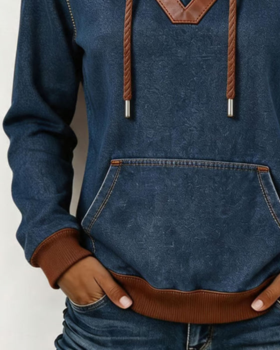 Patchwork Long Sleeve Hoodie