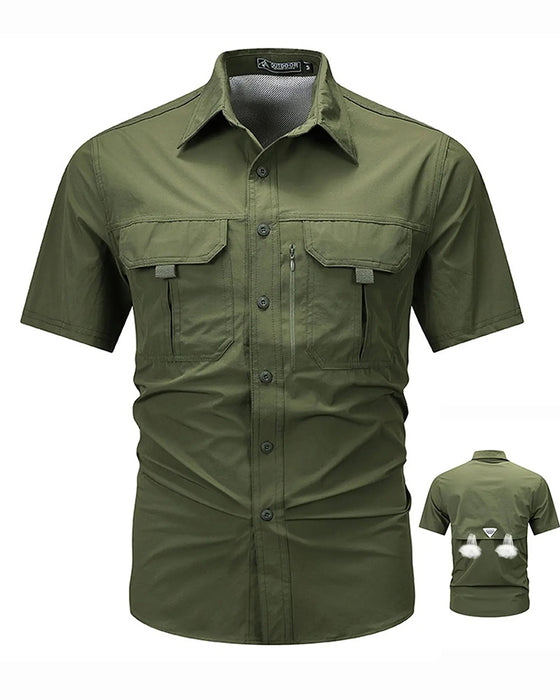Short-Sleeved Retro Work Shirt
