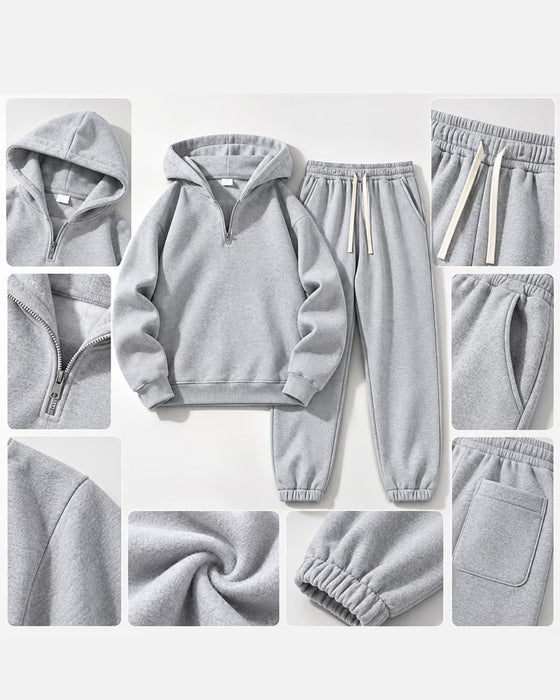 Half-Zip Hooded Sweatshirt Set