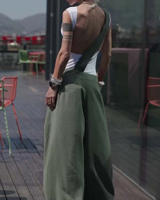 Irregular Shoulder Strap Design Jumpsuit