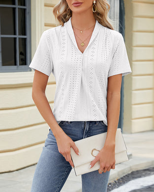Lapel cutout short-sleeve top