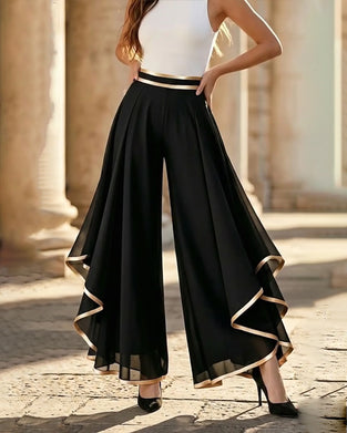 Color Block Flowy Wide-Leg Pants