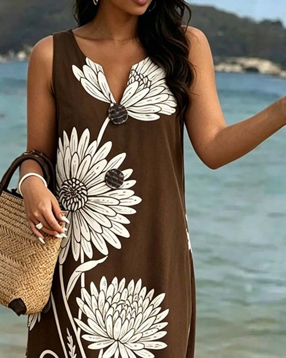 Sleeveless Floral Print Dress
