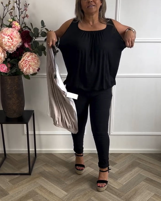 Sleeveless Solid Color Pleated Tank Top