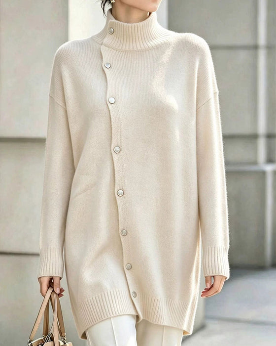 Turtleneck Single Breasted Cardigan