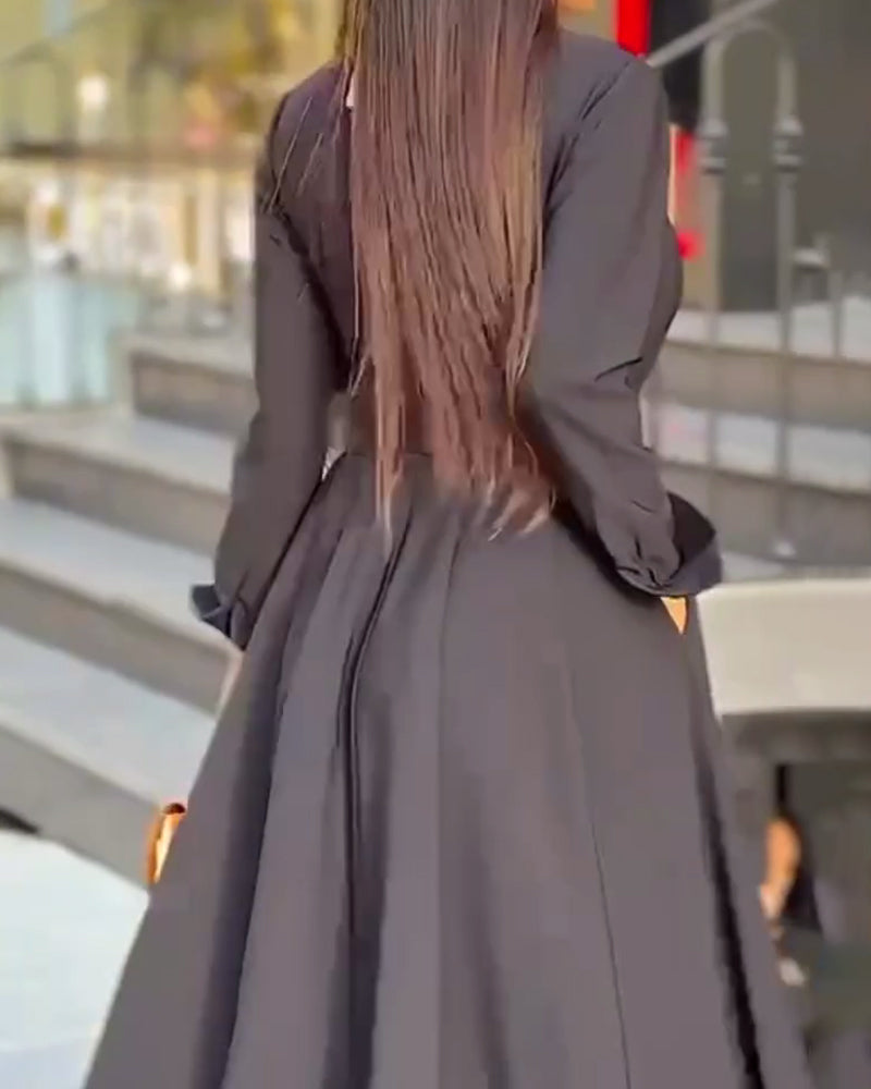 Fashionable Lapel Waisted Shirt Dress