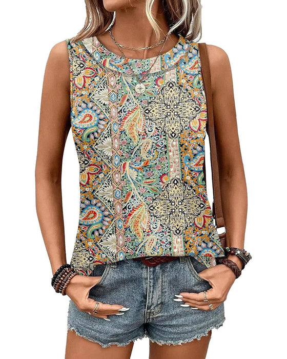 Bohemian Print Sleeveless Tank Top