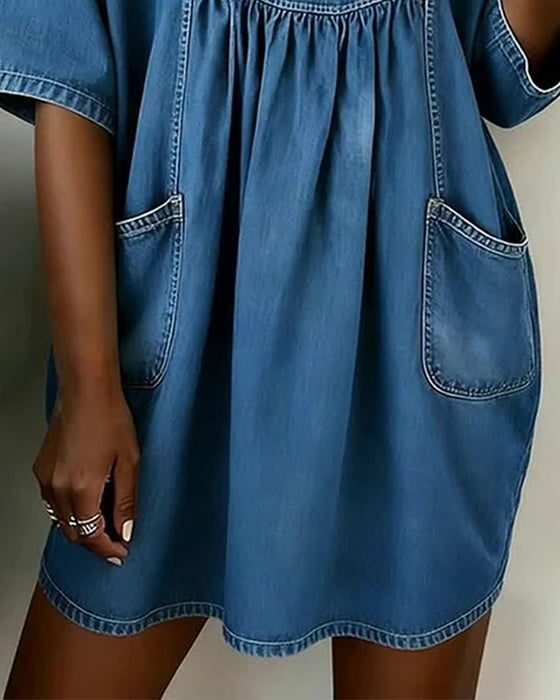 Round Neck Pocket Dress