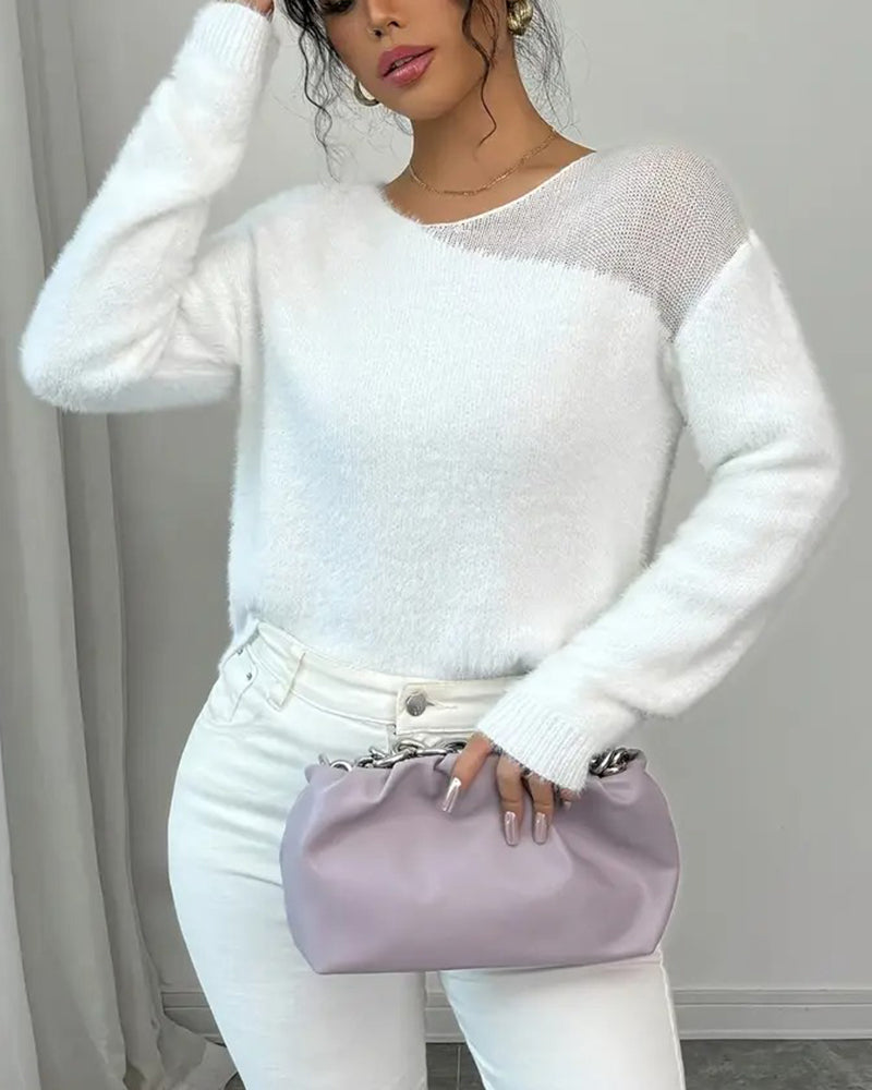 Fashionable Long-Sleeved Pullover Sweater