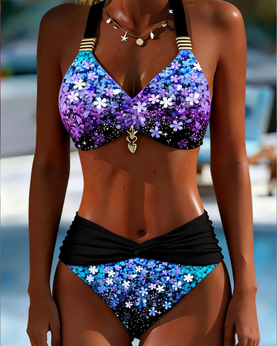 Printed Halter Two-Piece Bikini