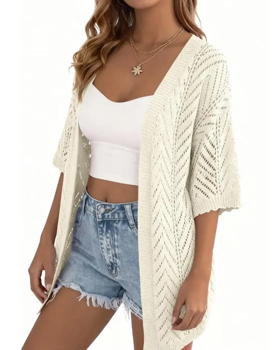 Cutout Loose Open Cardigan