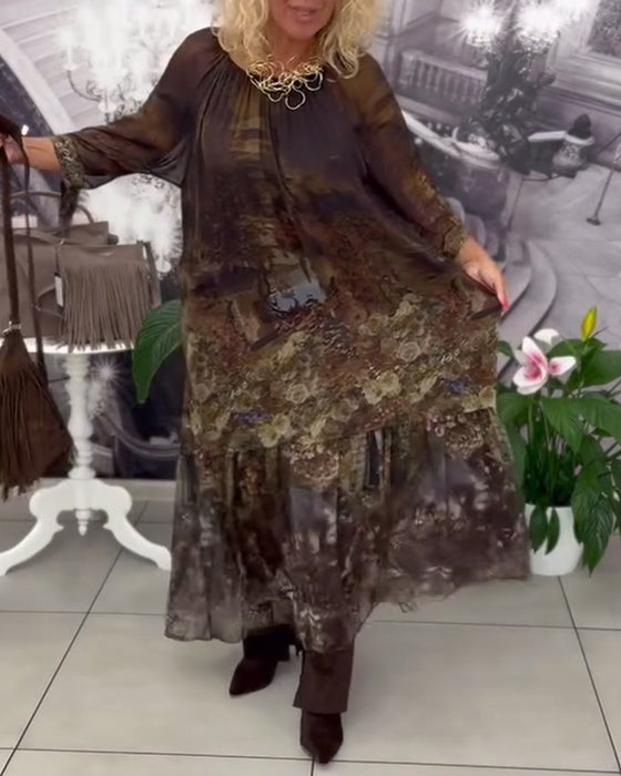 Elegant Floral Print Long Dress