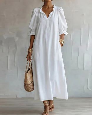 Stand Collar Puff Sleeve Dress