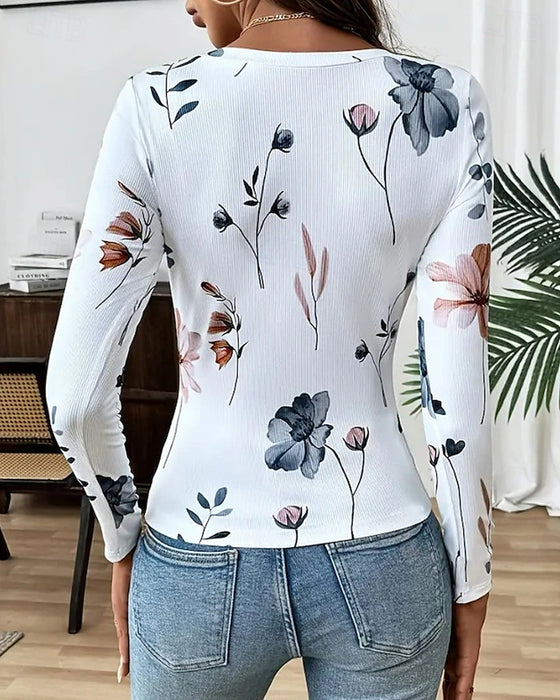 Floral Versatile Long-sleeve T-shirt