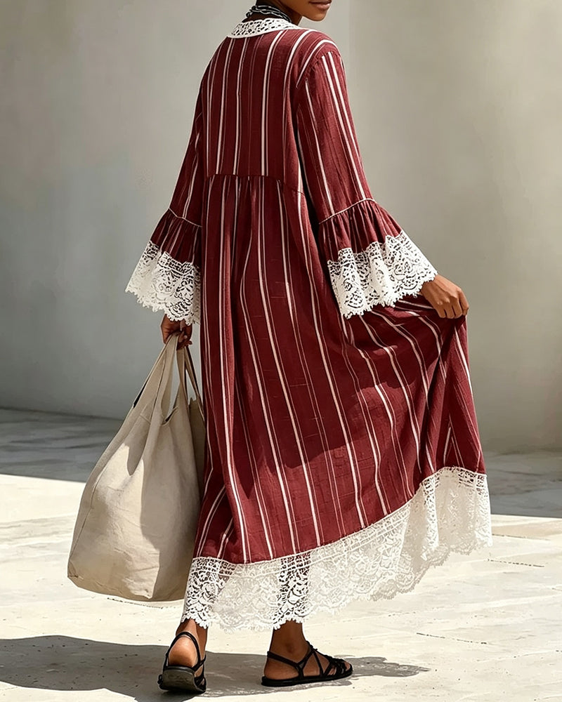 Flare Sleeve V-Neck Dress