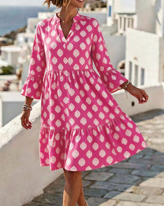 V-Neck Printed Dress