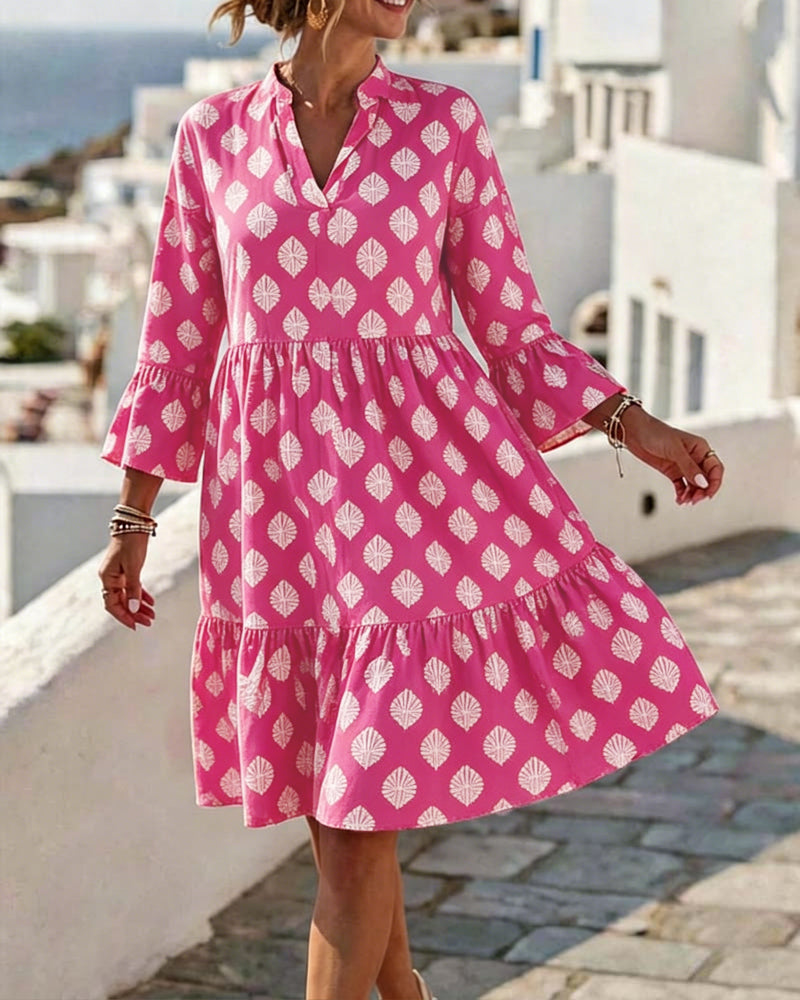 V-Neck Printed Dress
