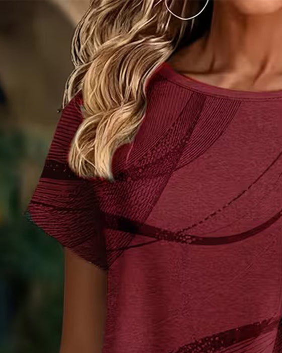 Short Sleeve Asymmetrical Hem T-Shirt