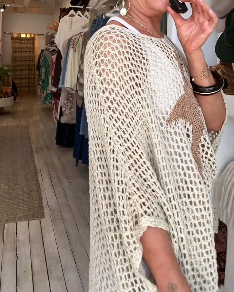 Hollow-out Star Pattern Loose Pullover