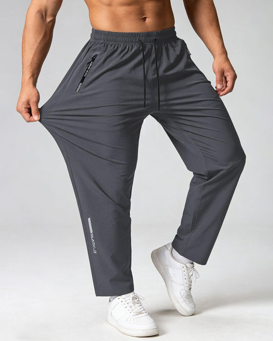 Elastic Drawstring Letter Print Pants
