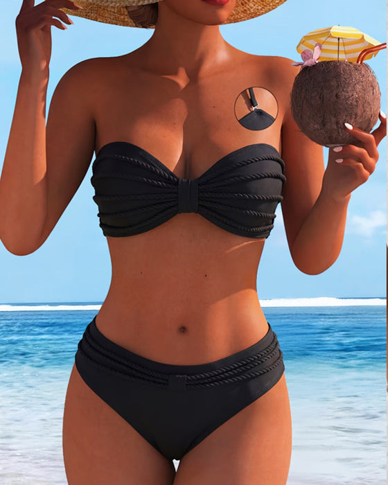 Solid Color Halter Neck Bikini