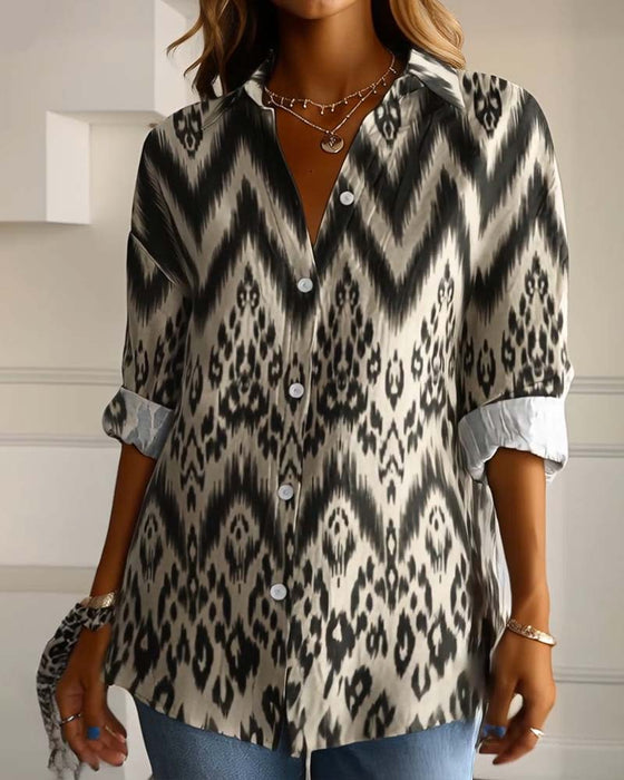 Leopard Print Lapel Fashion Shirt