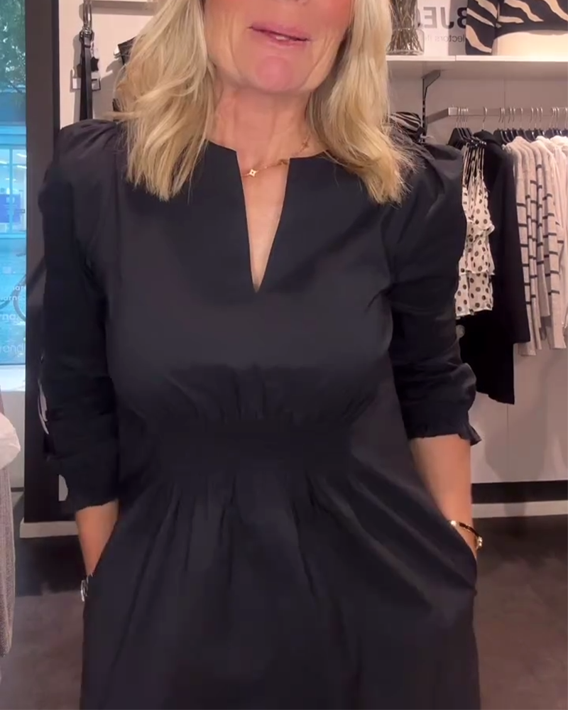 Puff Sleeve Waisted A-Line Dress