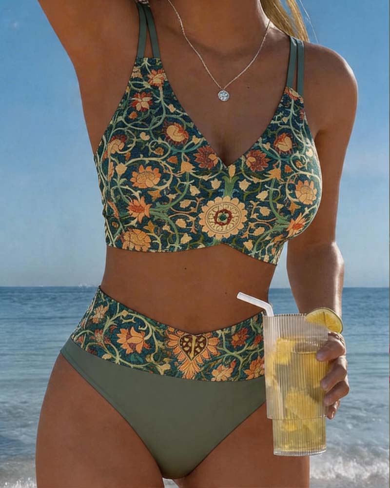 Vintage Floral Print Sexy Bikini