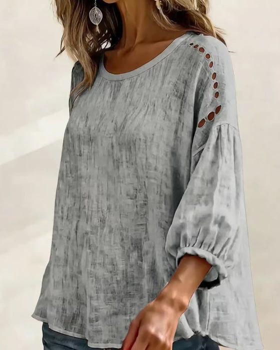 Hollow 100% Cotton Blouse