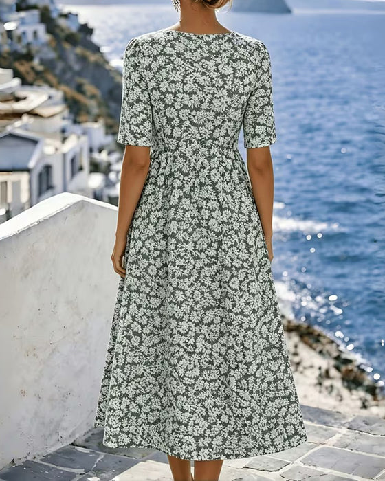 Crew Neck Casual A-Line Dress