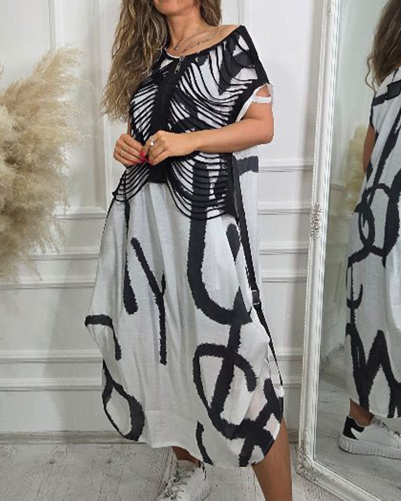 Casual Round Neck Midi Dress