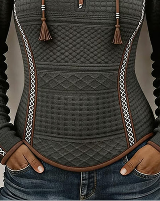 Hooded Half-Zip Casual Top