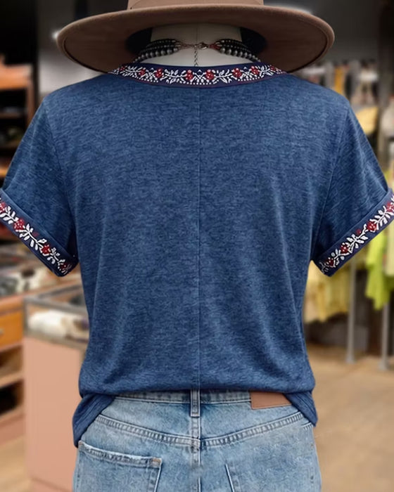 Firework Print Color-Block T-Shirt