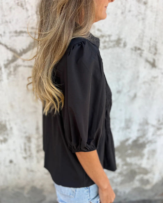 Casual Fashion Short Sleeve Solid Color Blouse