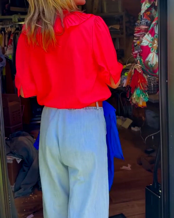 Casual Ruffle Comfort Short Blouse