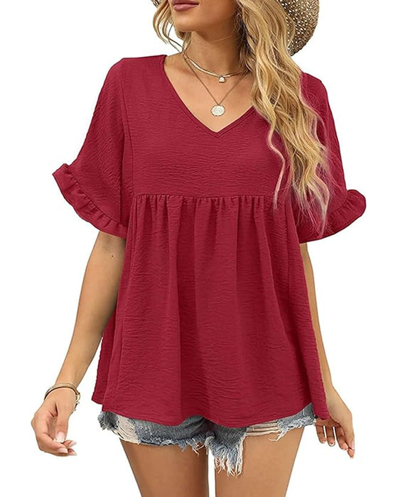 Casual Ruffle Loose Fit Blouse