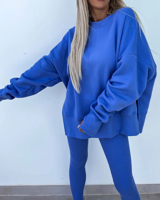 Slim Pants Loose Sweatshirt Set