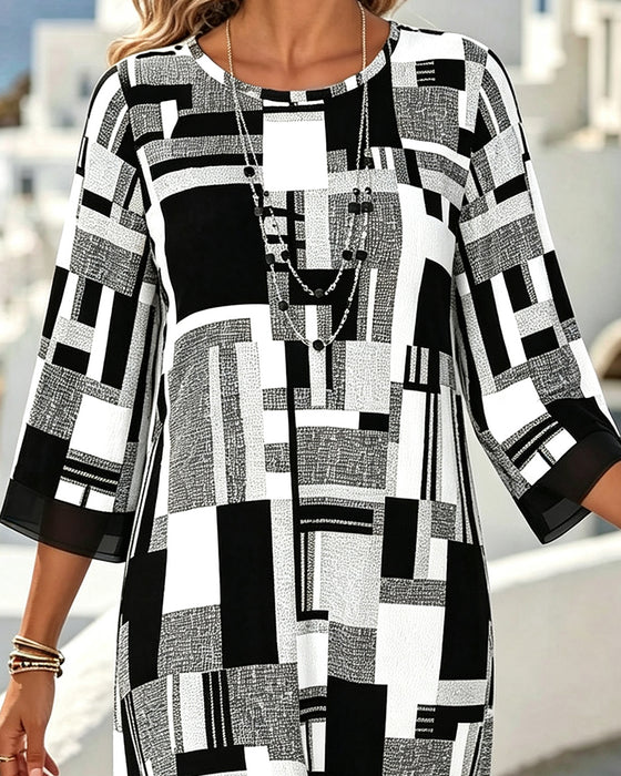 Geometric Print Casual Dress