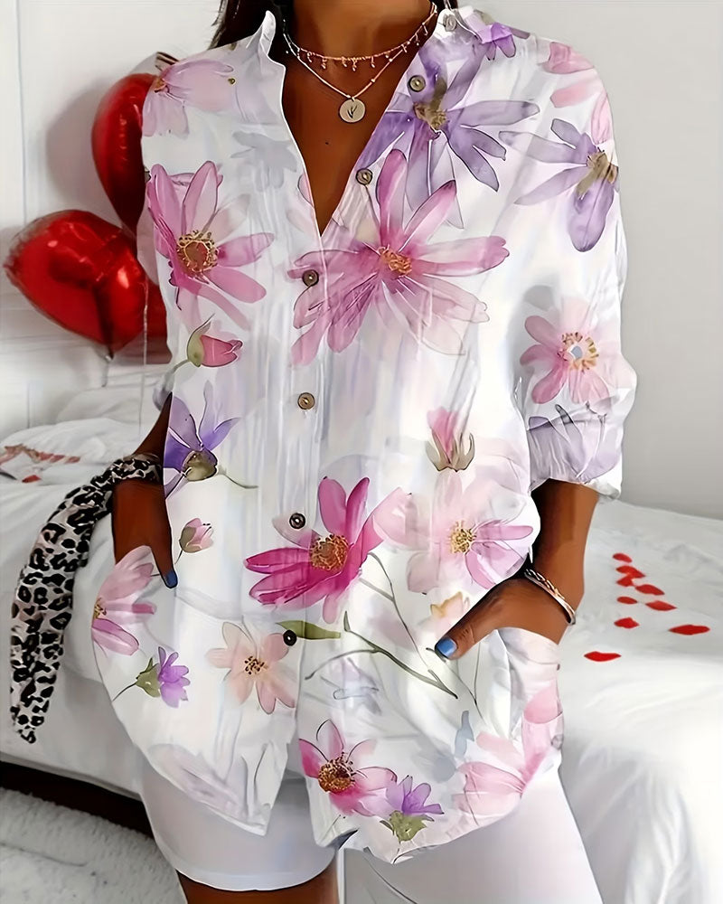 Long Sleeve Floral Print Shirt
