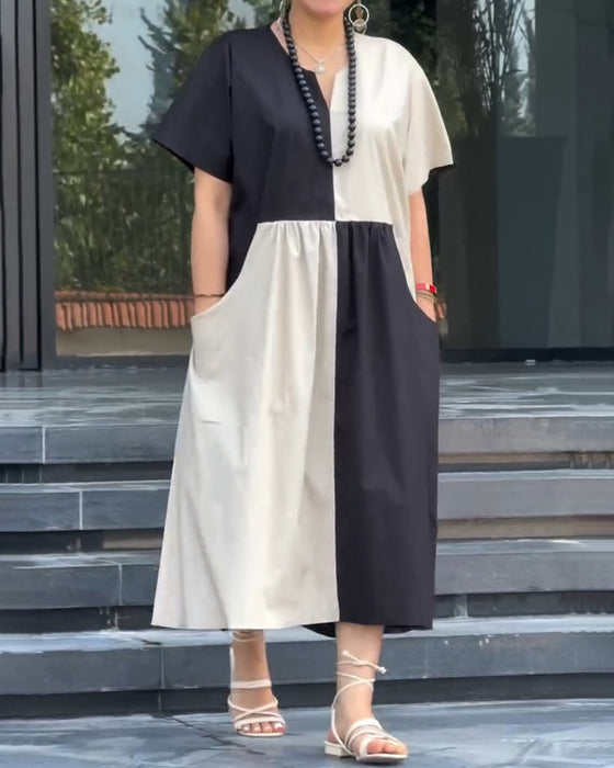 Contrast Loose A-Line Dress