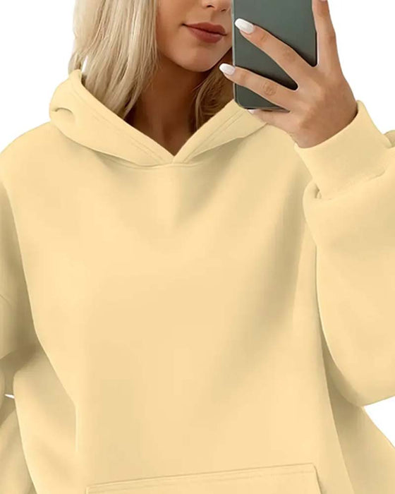 Solid Color Long Sleeve Casual Hoodie