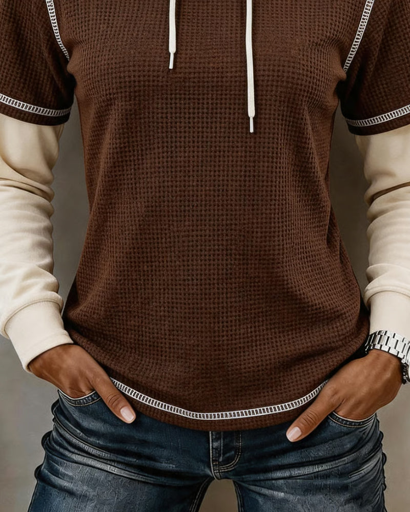 Waffle Color Block 2 In 1 Hoodie