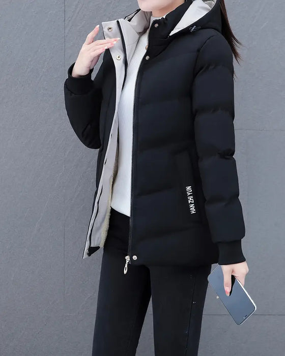 Casual Solid Color Warm Hooded Jacket