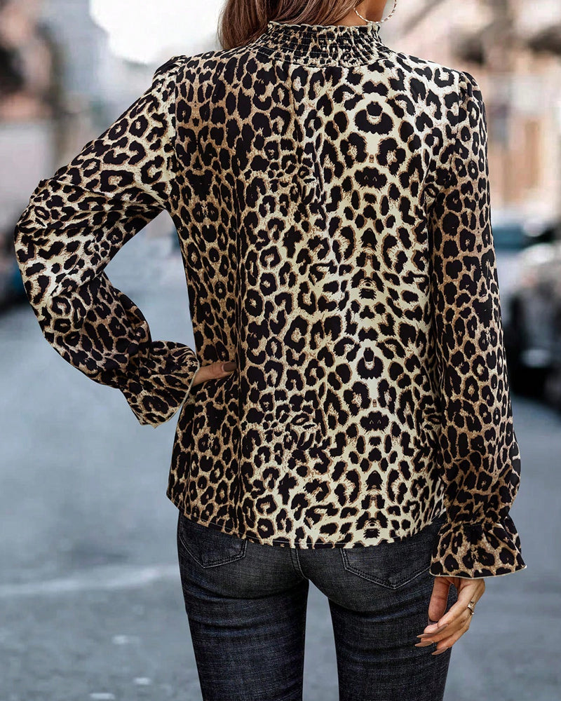 Leopard Print Long-Sleeved Top
